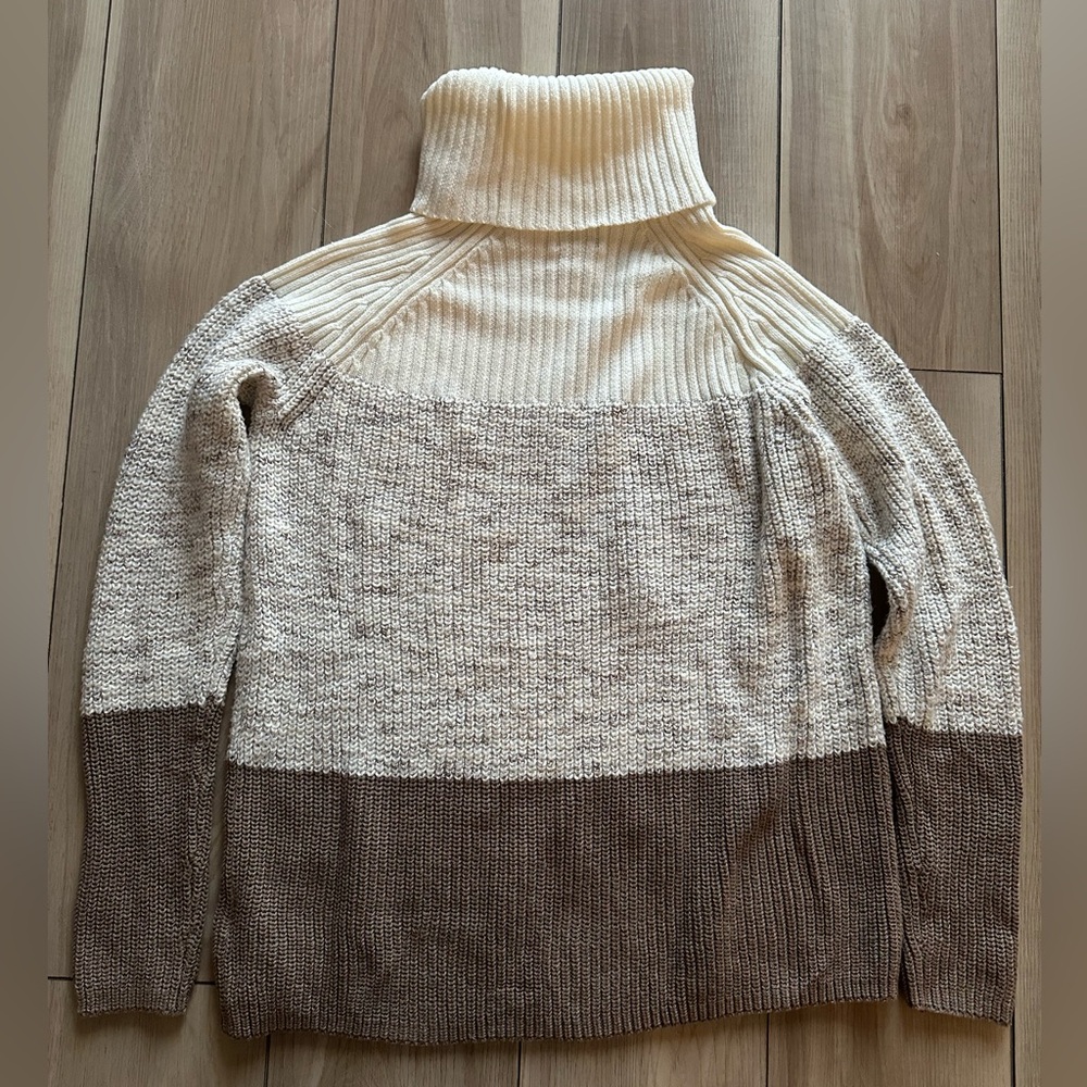 Cozy Two-Tone Turtleneck Sweater